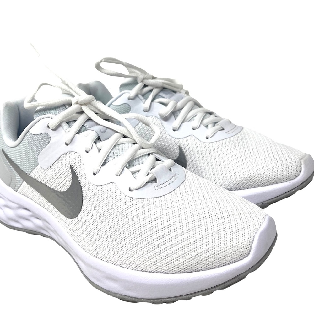NIKE REVOLUTION 6 NN Mesh White Silver DC3729 101 Women's Sneakers - Picture 8 of 11